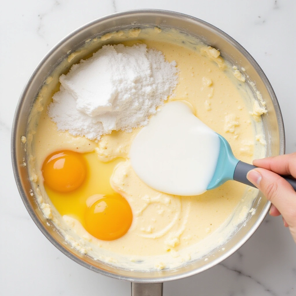 Almond Flour Coffee Cake Recipes Gluten Free and Moist - Step 4: Add Eggs and Buttermilk