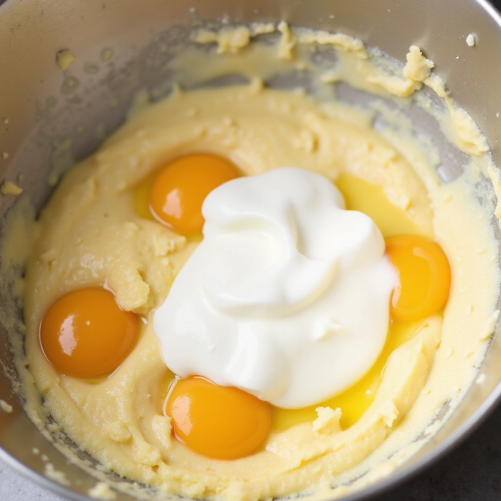 Apple Pie Coffee Cake Recipes Sweet Spiced Dessert Idea 4 Apple Pie Coffee Cake Recipes Sweet Spiced Dessert Idea - Step 4: Add Eggs and Sour Cream