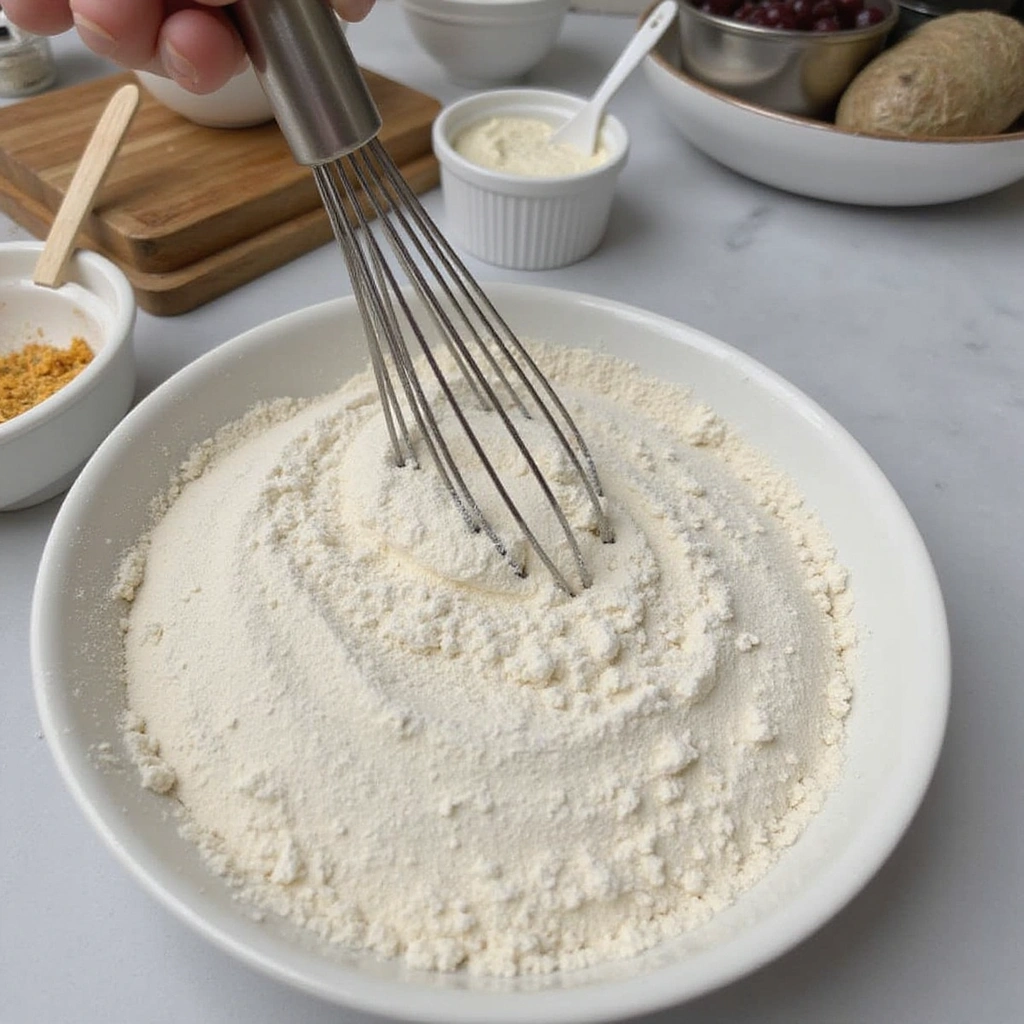 Blueberry Coffee Cake Recipes with Streusel Topping Crunchy Sweet - Step 5: Combine Dry Ingredients