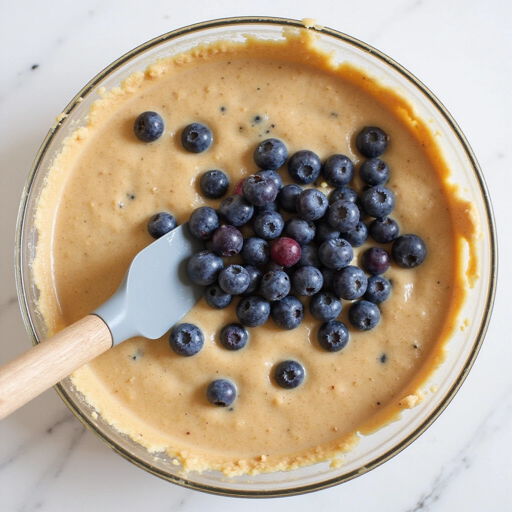 Blueberry Coffee Cake Recipes with Streusel Topping Crunchy Sweet - Step 6: Fold in Blueberries