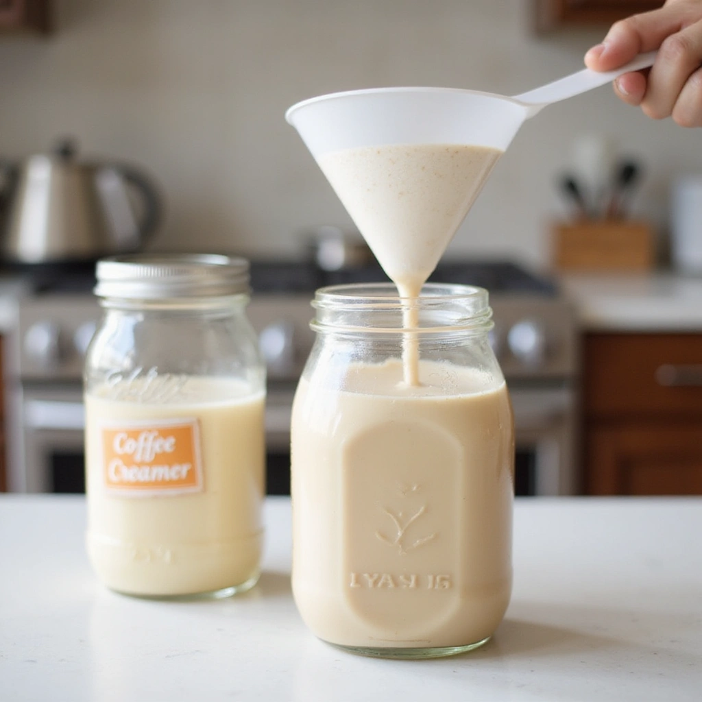 Healthy Homemade Coffee Creamer Recipes Natural and Easy 6 Healthy Homemade Coffee Creamer Recipes Natural and Easy - Step 6: Transfer to Storage Jar
