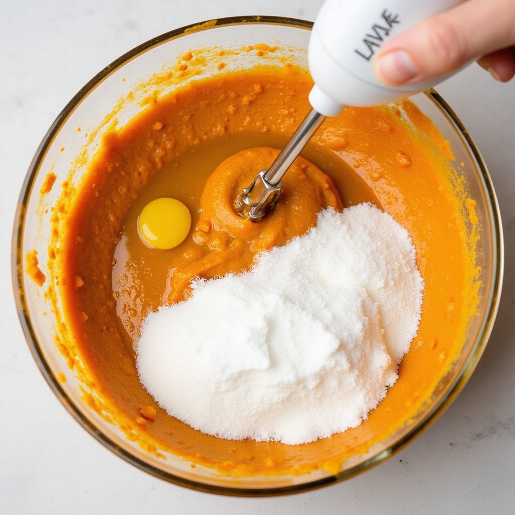 Pumpkin Cream Cheese Coffee Cake Recipes Cozy Fall Dessert - Step 4: Mix Wet Ingredients