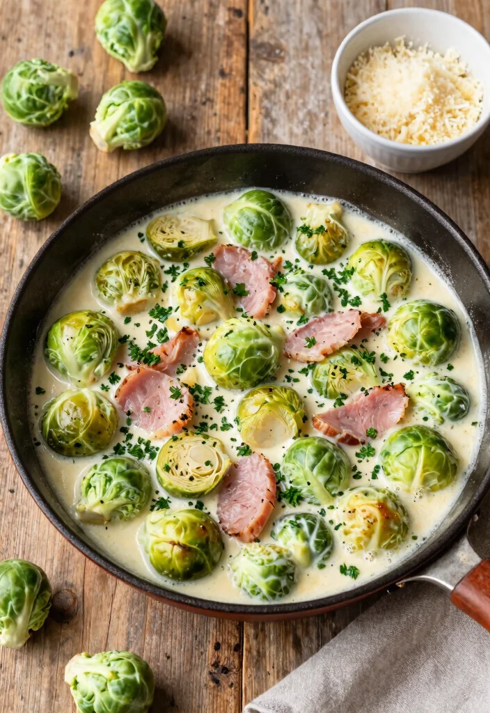 10 Ham Keto Recipes for Simple Savory Low Carb Dishes 8. Creamy Ham and Brussels Sprouts Skillet 0