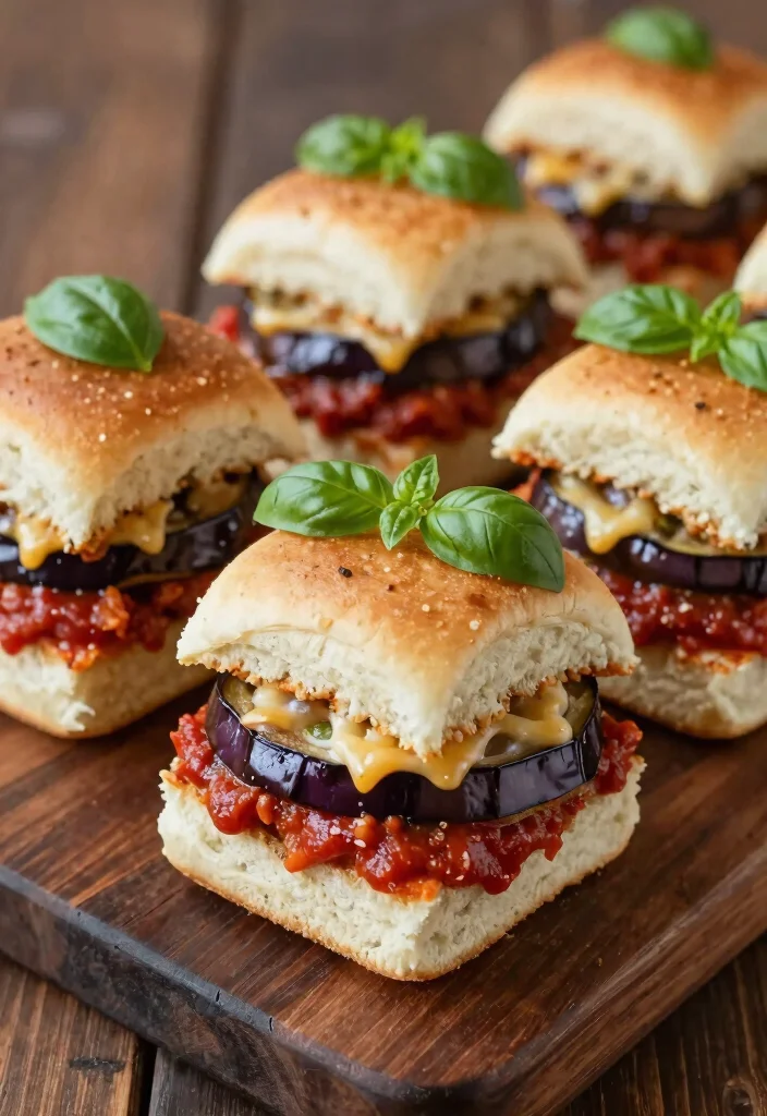 10 Healthy Slider Recipes for Light Mini Meals 9. Eggplant Parmesan Sliders 0