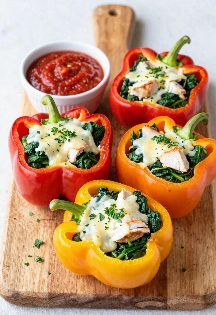 10 Keto Chicken Spinach Recipes for Easy Weeknight Dinners - 3. Spinach & Chicken Stuffed Peppers 1