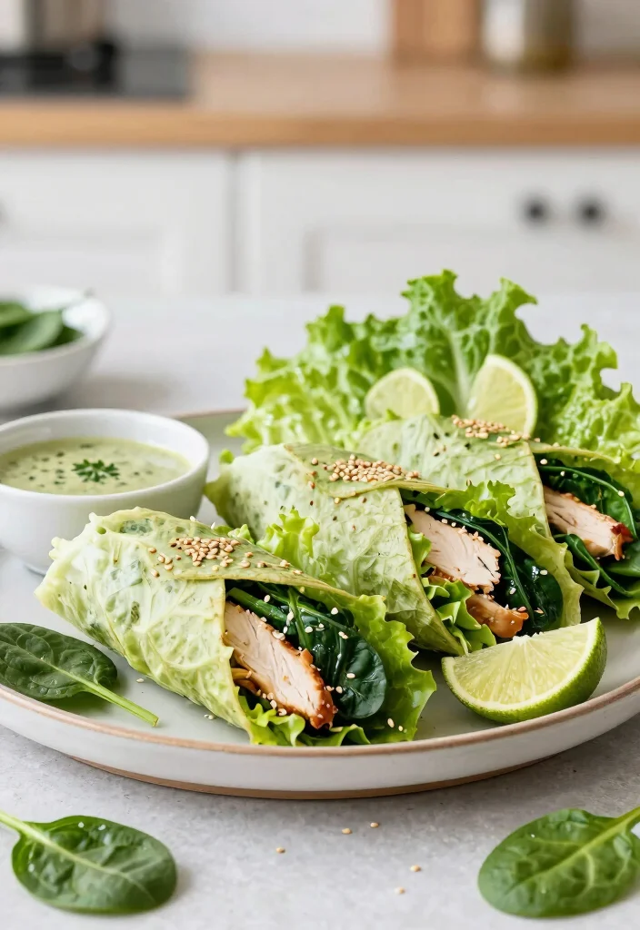 10 Keto Chicken Spinach Recipes for Easy Weeknight Dinners - 5. Spinach and Chicken Lettuce Wraps 1