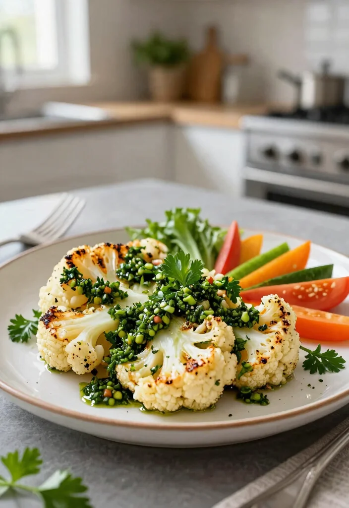 10 Vegan Date Night Recipes for a Special Evening 6. Cauliflower Steaks with Chimichurri Sauce 0