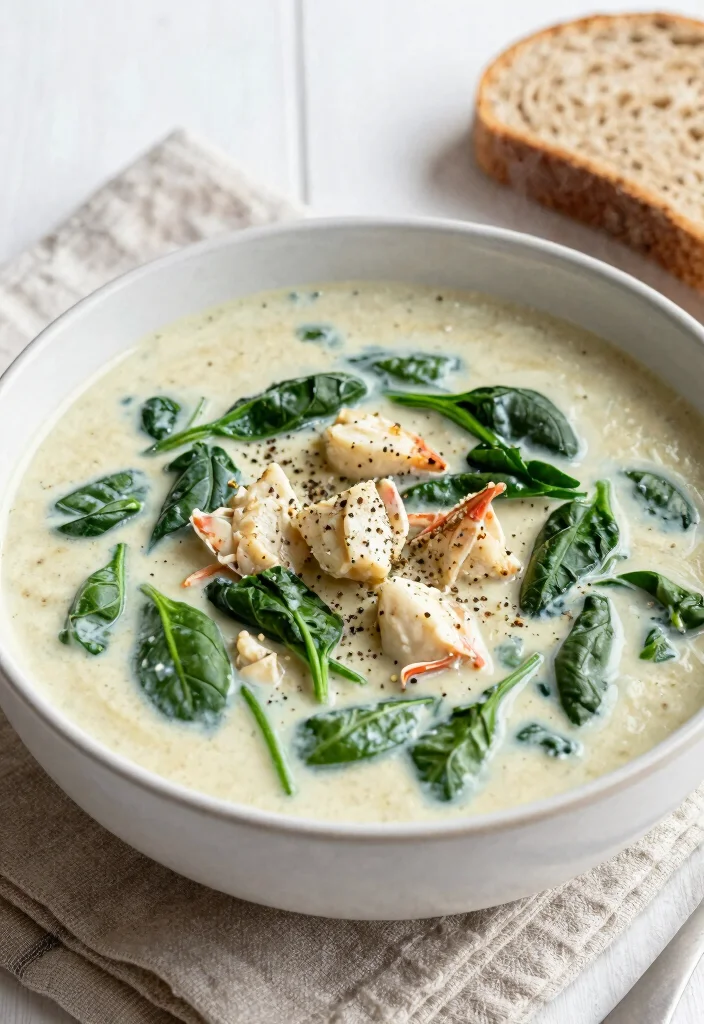12 Healthy Crab Recipes for Lean Flavorful Dishes - 3. Creamy Crab Soup with Spinach 1