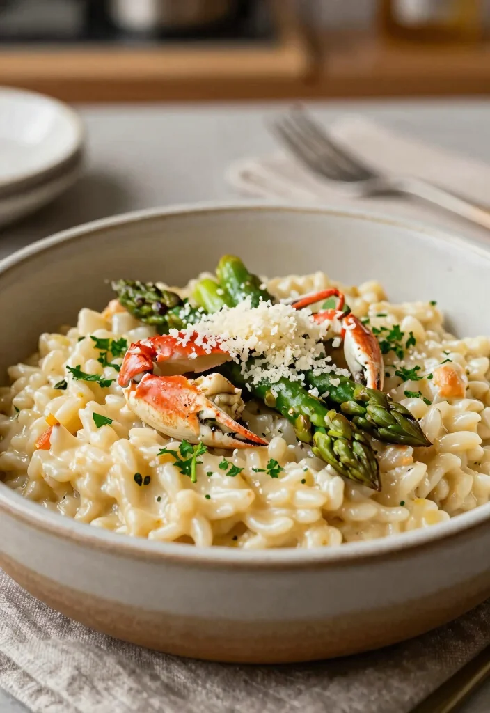 12 Healthy Crab Recipes for Lean Flavorful Dishes - 8. Baked Crab and Asparagus Risotto 1