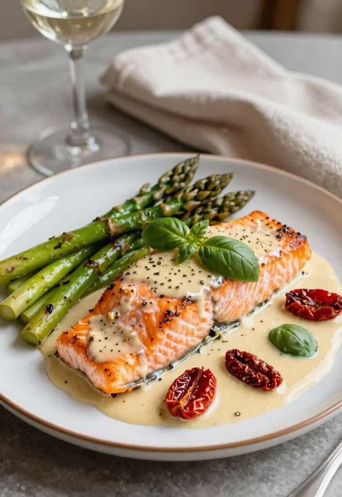 12 High Protein Keto Recipes for Filling Low Carb Meals - 7. Creamy Garlic Tuscan Salmon 1