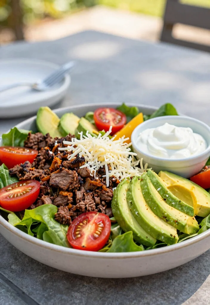 12 High Protein Keto Recipes for Filling Low Carb Meals - 8. Keto Taco Salad 1
