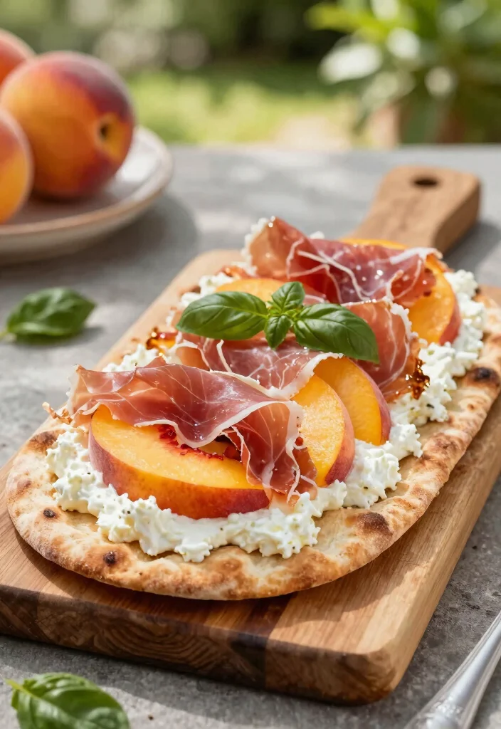 12 Peach Dinner Recipes for Sweet Savory Balance 4. Peach and Prosciutto Flatbread 0