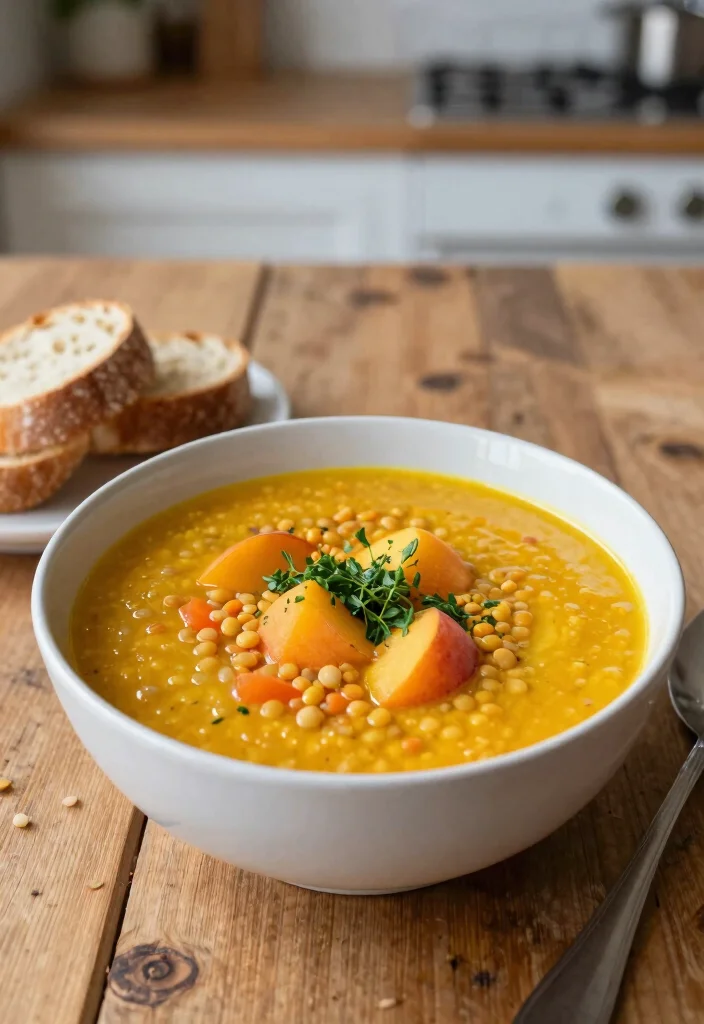 12 Peach Dinner Recipes for Sweet Savory Balance 8. Peach Curry Lentil Soup 0