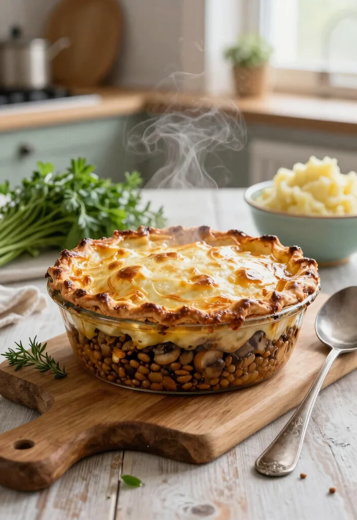 12 Savory Vegan Recipes for Hearty Plant Based Meals - 1. Hearty Lentil and Mushroom Shepherd's Pie 1