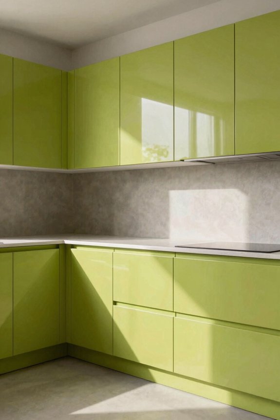 acid green cabinets energize workspace