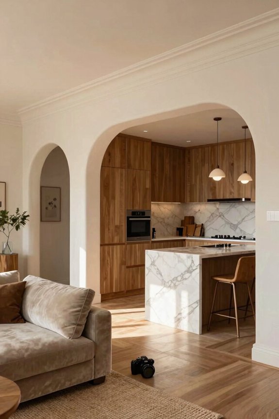 archways separate yet connect spaces