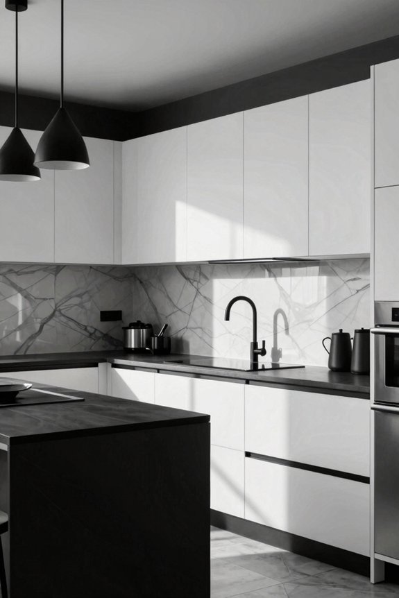 black and white kitchen contrast