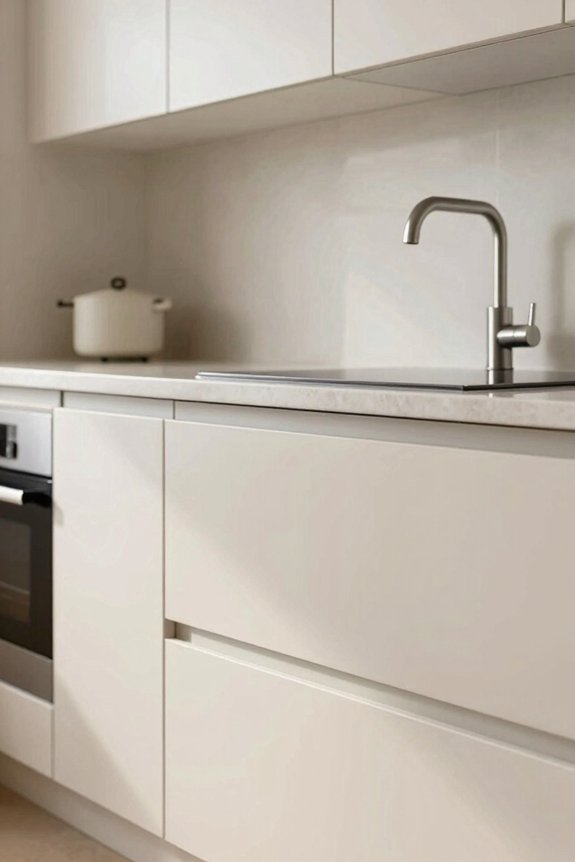euro style cream sleek seamless cabinetry