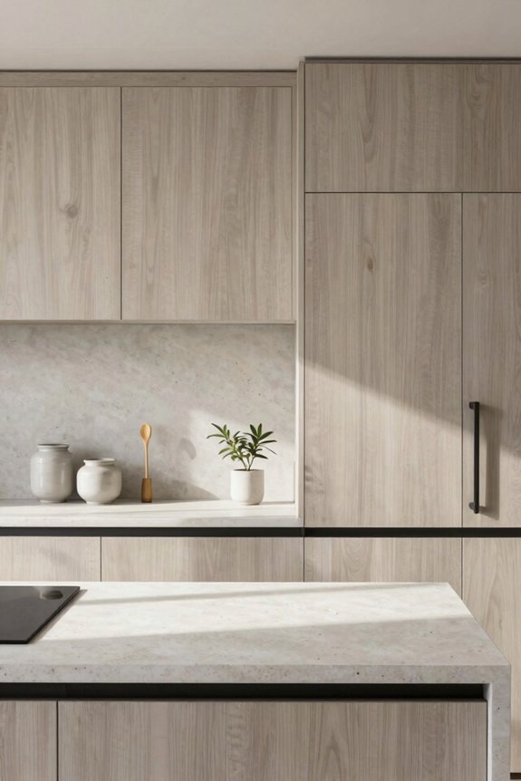 hidden cabinets sparse ceramic accents