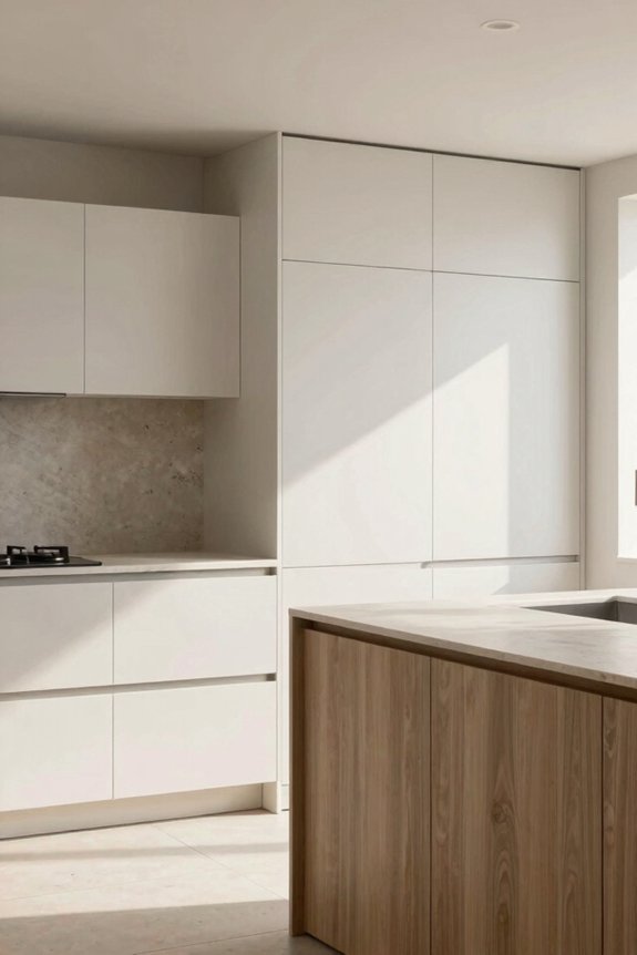 hidden handleless storage tall shelving