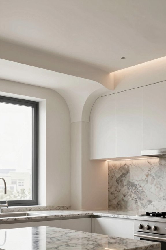 hidden space above cabinets for plumbing wiring concealment