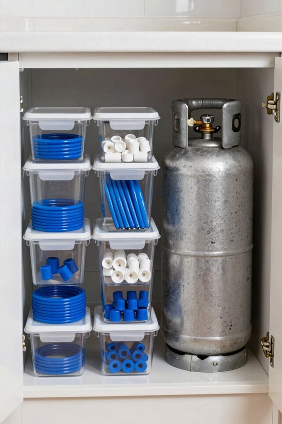 labelled color coded gas storage system