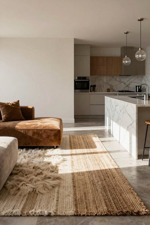 layered rugs define zones neatly
