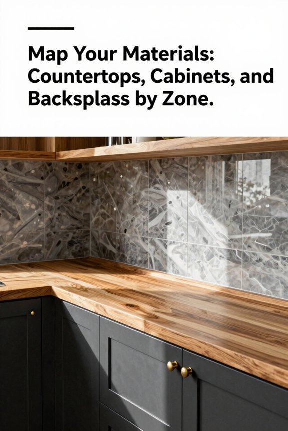 map countertops cabinets backsplashes by zone