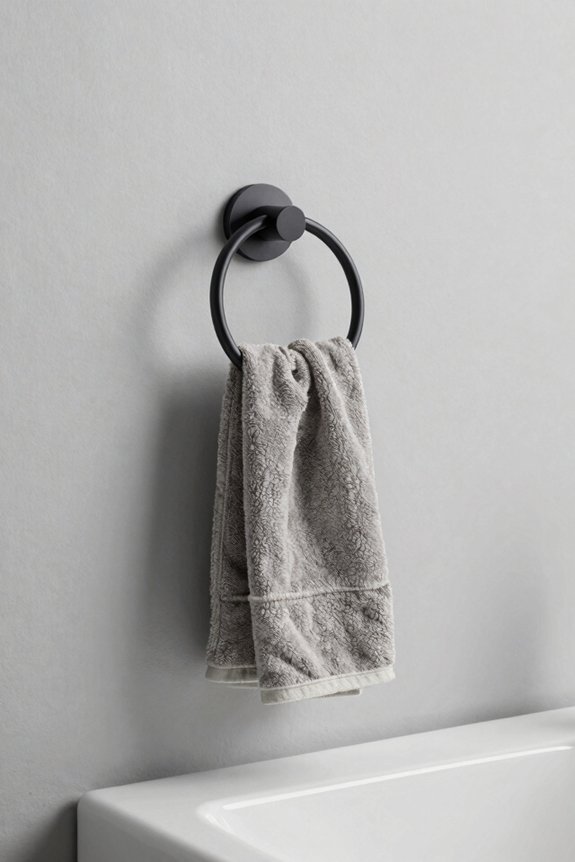 minimalist single towel rings near sink