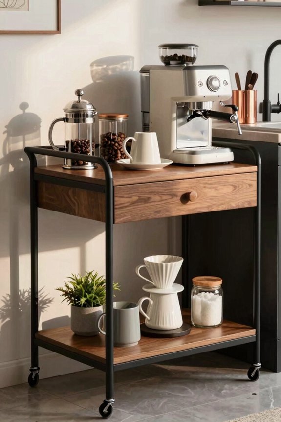movable coffee bar cart