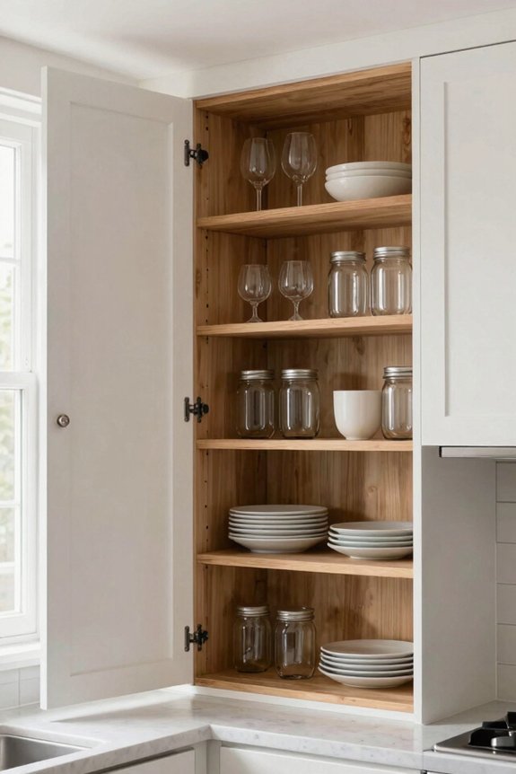 open shelves from cabinet doors