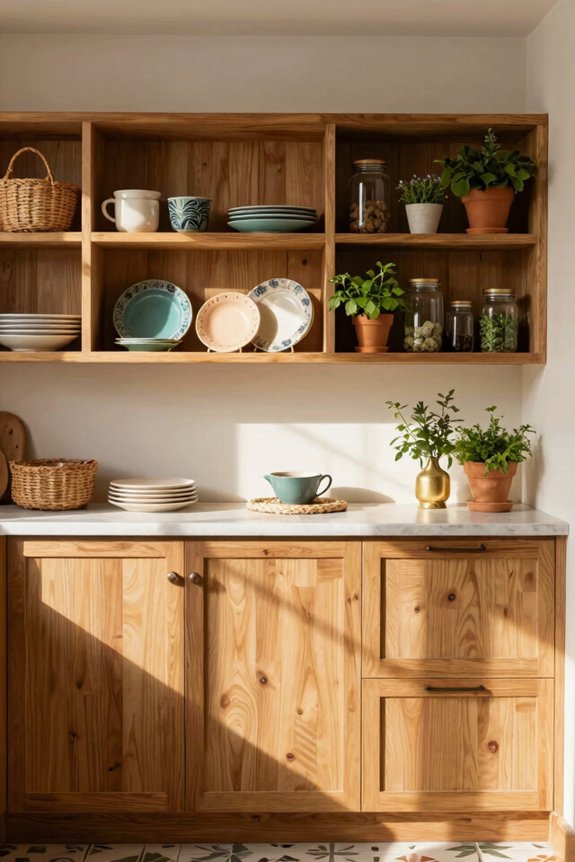 open shelving for airy boho kitchen