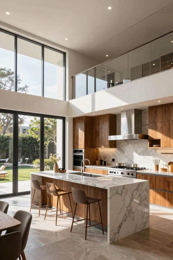 open spacious kitchen flow