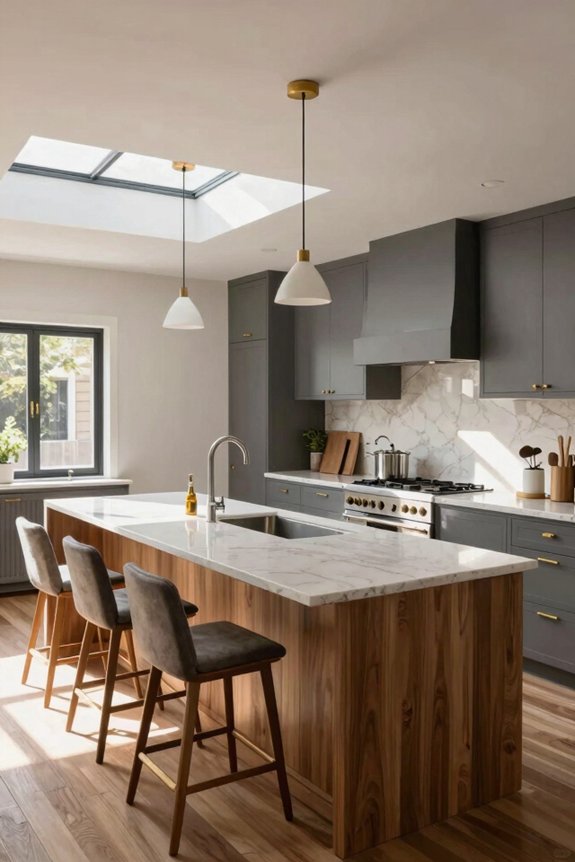 peninsula kitchen with seating flexibility