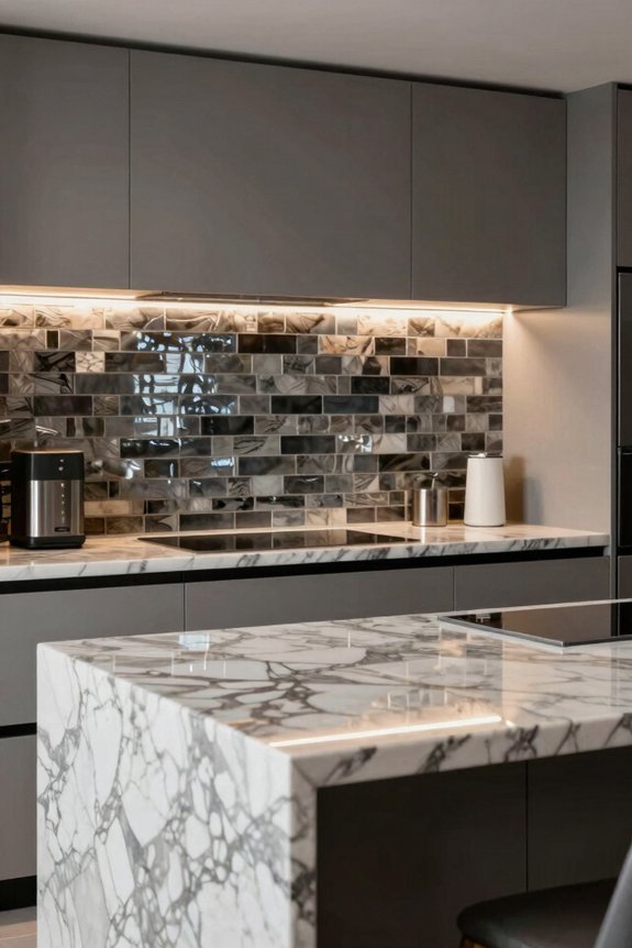 quartz countertops textured backsplashes luxury