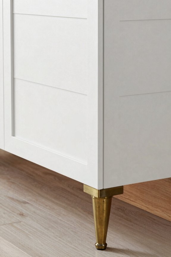 shiplap decorative legs unify cabinetry