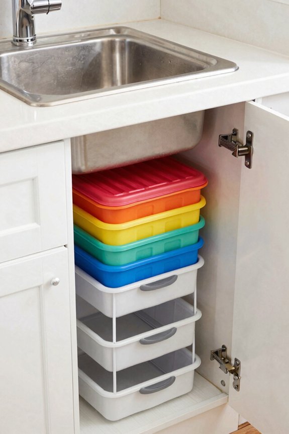 stackable bins under sink organizers