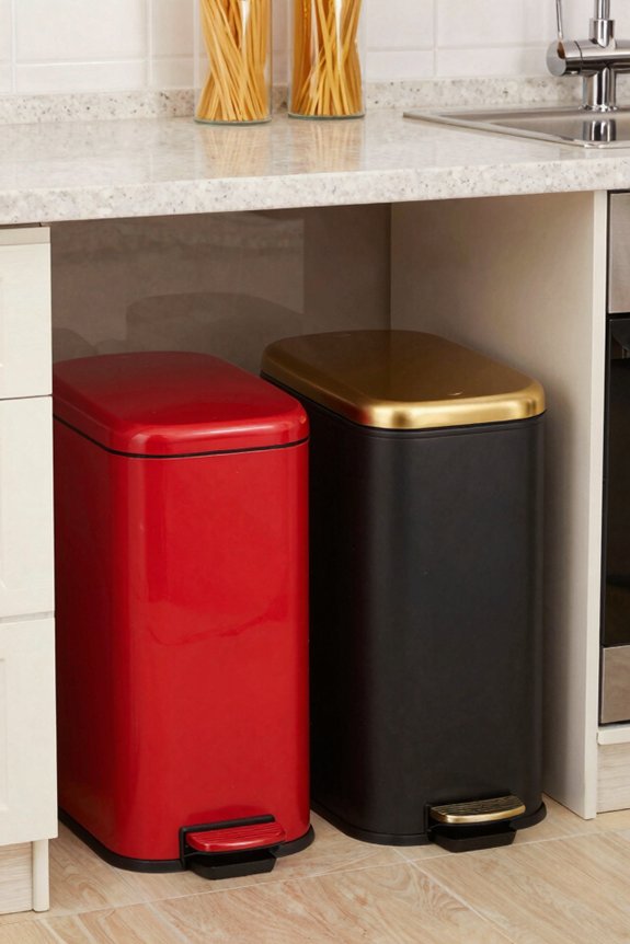 step activated colorful trash cans