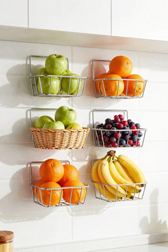 wall mounted bamboo fruit baskets simplify storage