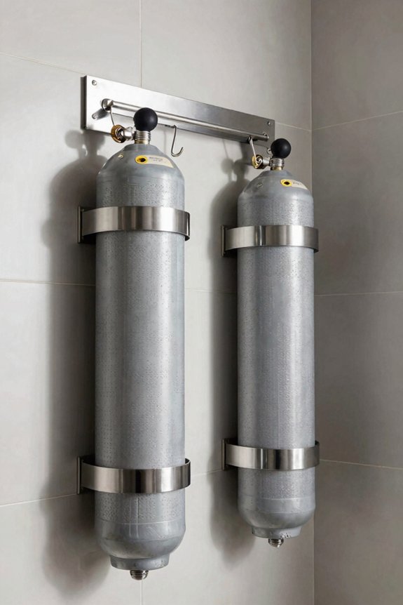 wall mounted racks maximize vertical gas storage