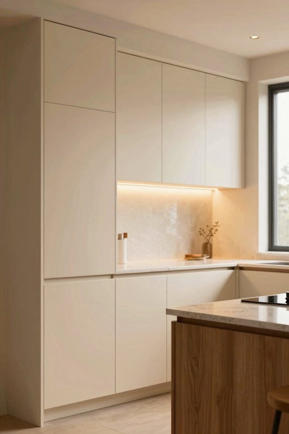 warm inviting cream cabinet lighting