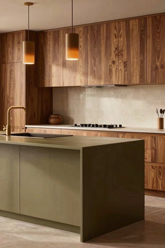 warm olive island natural wood perimeter