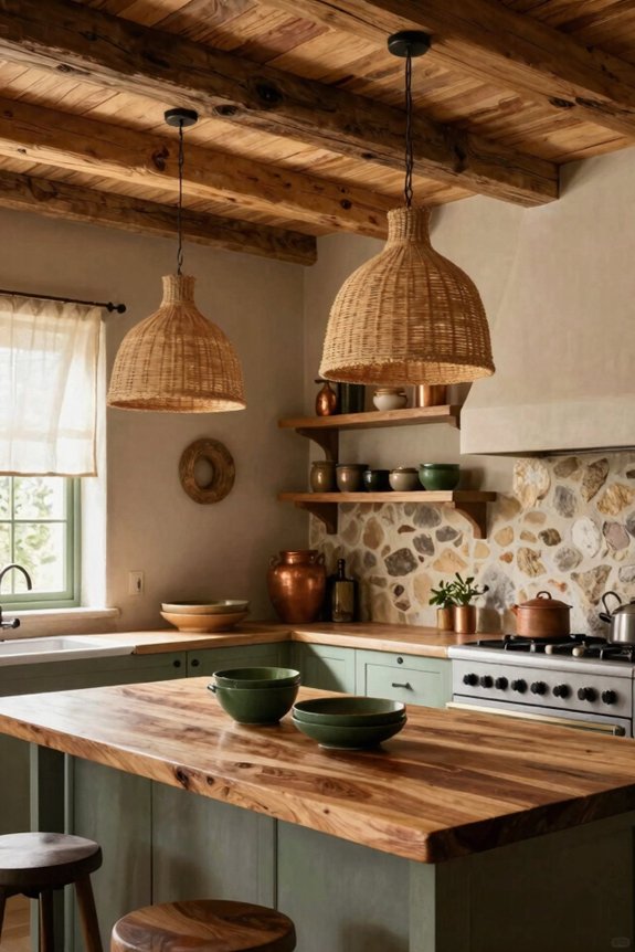 warm wood white contrasts inviting farmhouse